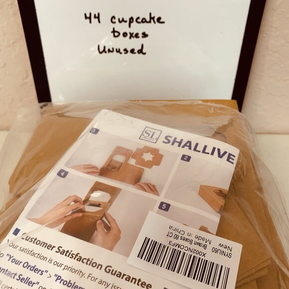 44 Pack Single Cupcake Boxes Brown Kraft Paper With Window 3.5 Inches Square - Picture 7 of 7